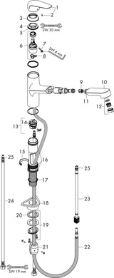 HANSGROHE Focus M42 Spültischmischer 150 Ausziehauslauf chrom – ComfortZone, MagFit, Quick-Connect