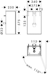 HANSGROHE Xevolos E Waschtischunterschrank 340 mm, Anschlag rechts, schiefergrau matt – grifflos mit PushOpen
