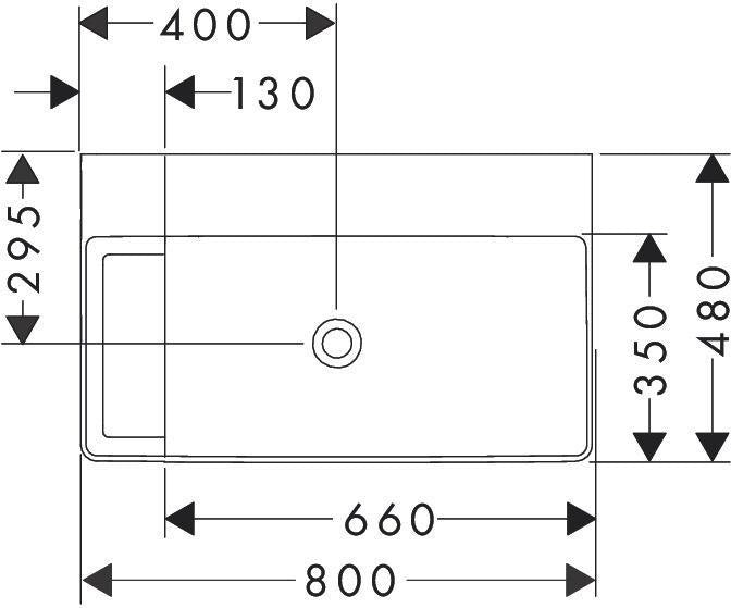 HANSGROHE Waschtisch Xelu Q 800x480mm weiß ohne Hahnloch ohne Überlauf mit Ablage links