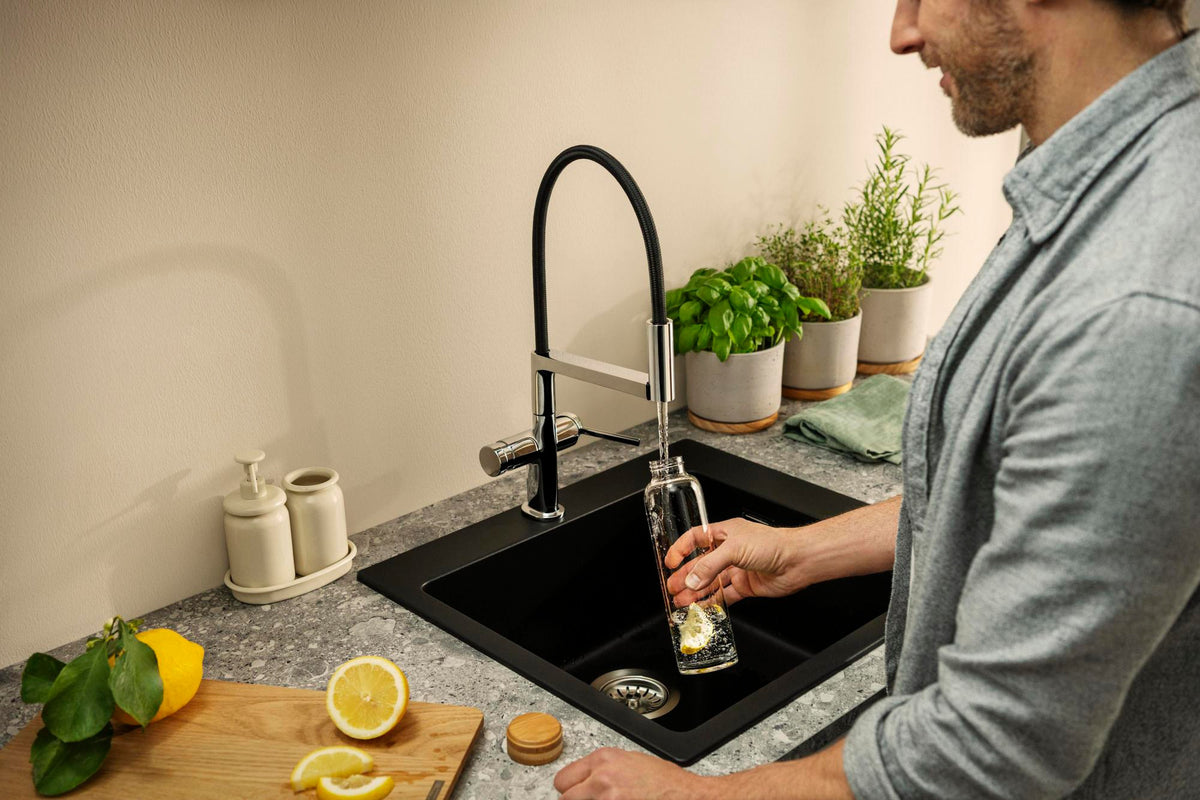 HANSGROHE Einbauspüle S51 450 SilicaTec graphitschwarz 1 Becken 60 cm Unterschrank