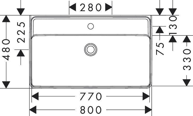 HANSGROHE Waschtisch Compact Xanuia Q 800x480mm weiß mit Hahnloch und Überlauf
