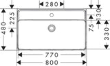 HANSGROHE Waschtisch Compact Xanuia Q 800x480mm weiß mit Hahnloch und Überlauf