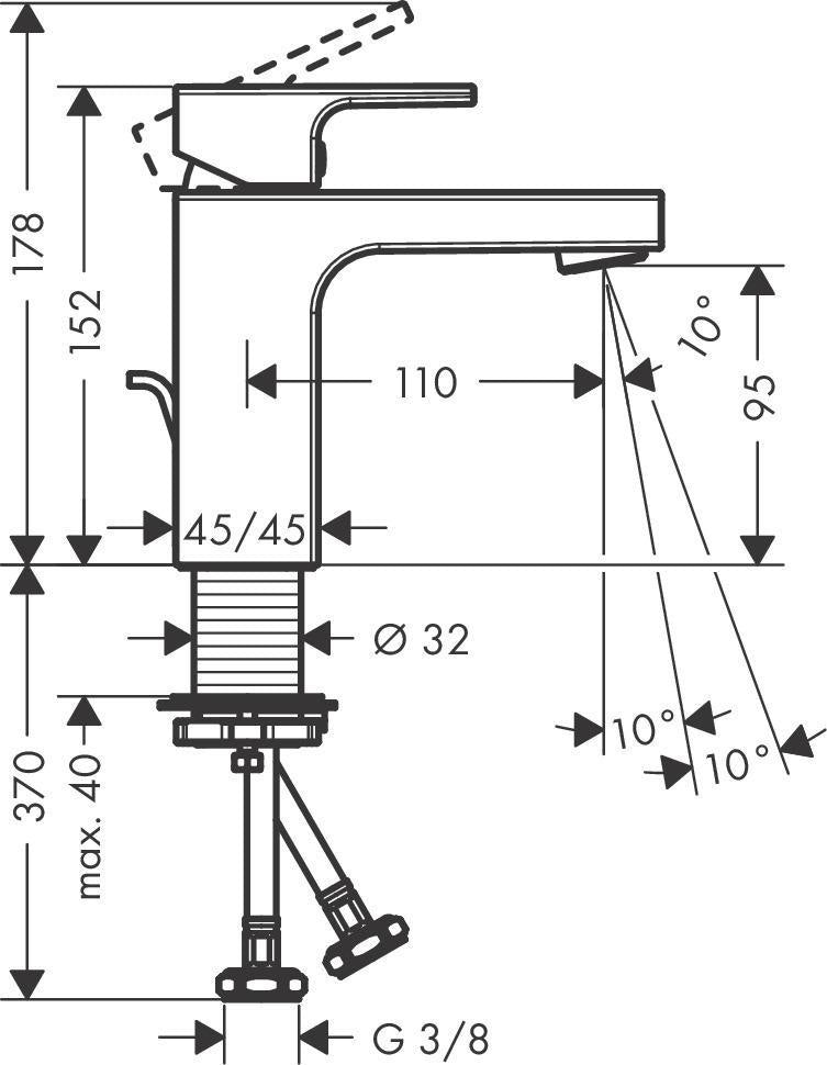Hansgrohe VERNIS Shape 100 Einhebel-Waschtischmischer mit Zugstangen-Ablaufgarnitur, chrom