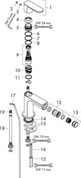 HANSGROHE Rebris S Einhebel-Bidetmischer mit Zugstangen-Ablaufgarnitur, chrom