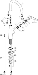 HANSGROHE Talis S Einhebel-Spültischmischer 260 mm ComfortZone mit einstellbarem Schwenkbereich