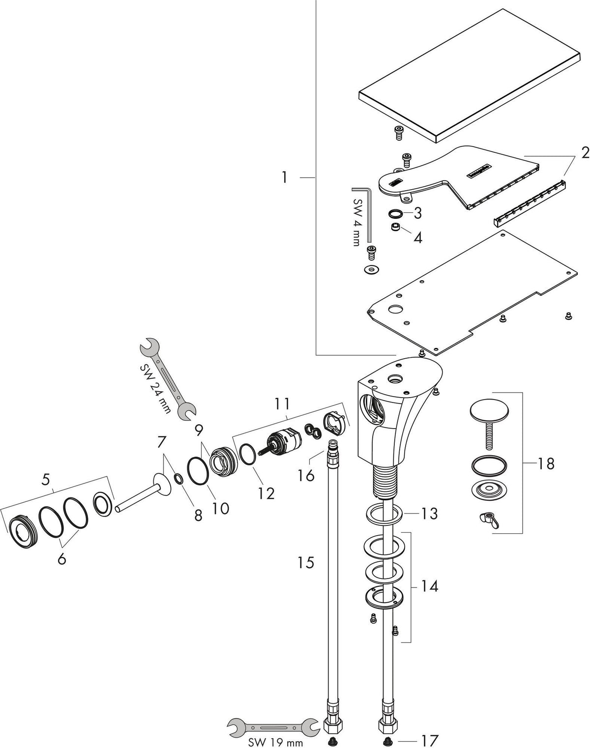 AXOR Massaud Einhebel-Waschtischmischer 110 DN 15 ohne Zugstange, chrom