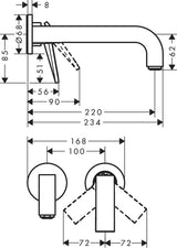 AXOR CITTERIO Fertigmontageset Unterputz-Waschtischmischer mit Hebelgriff und 220 mm Auslauf
