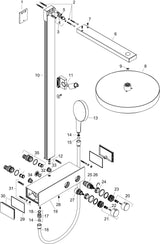 Hansgrohe Rainfinity 350 Showerpipe mit Kopfbrause 360 mm – Chrom, Thermostat, PowderRain