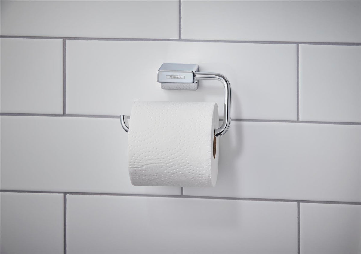 HANSGROHE AddStoris Papierrollenhalter ohne Deckel – Chrom, Wandmontage, verdeckte Befestigung