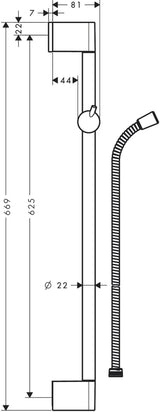 HANSGROHE Unica Crometta Brausestange 900 mm mit Brauseschlauch 1600 mm – Chrom