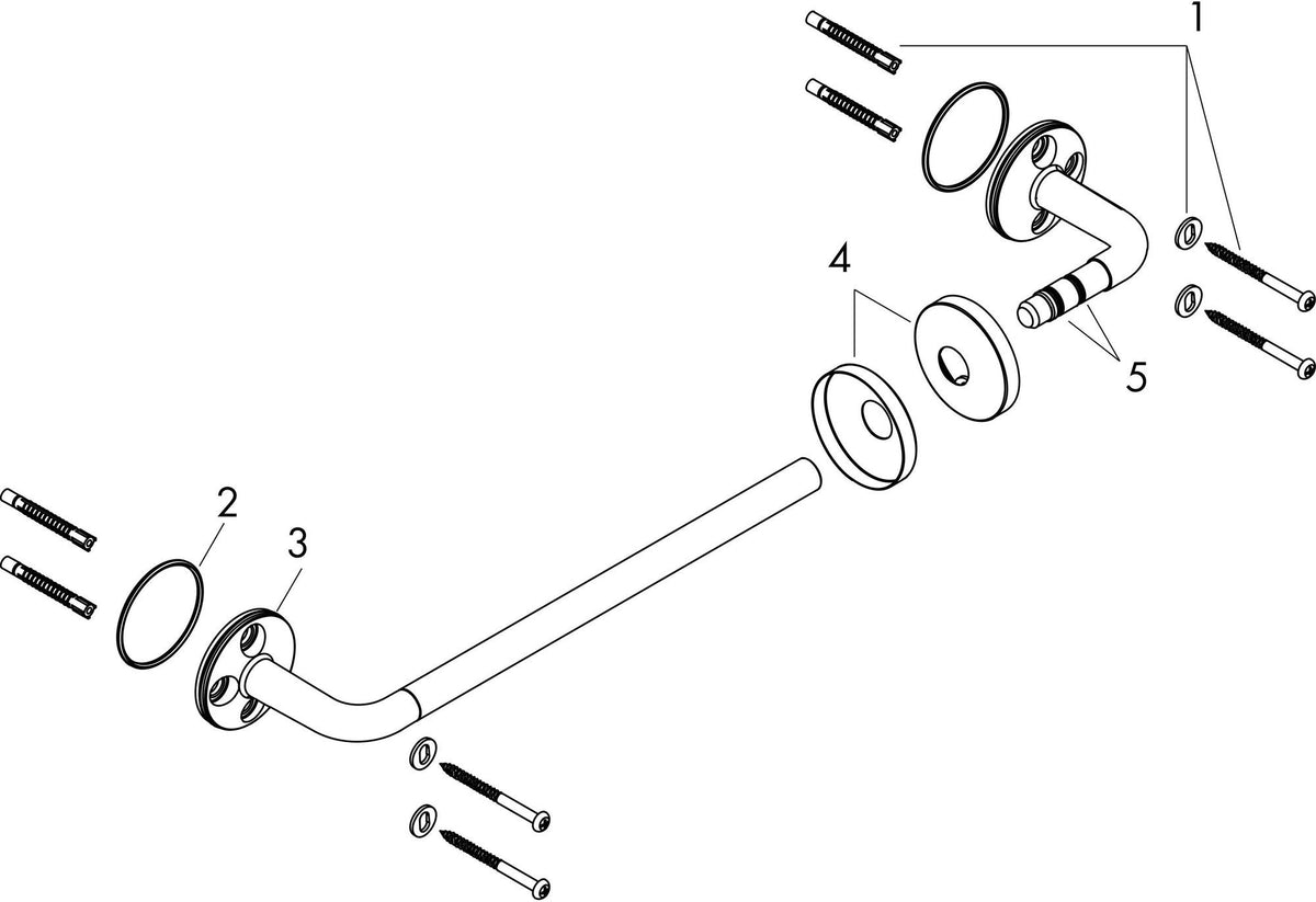 AXOR Universal Circular Haltestange 355 mm chrom – Wandmontage, Metall, verdeckte Befestigung