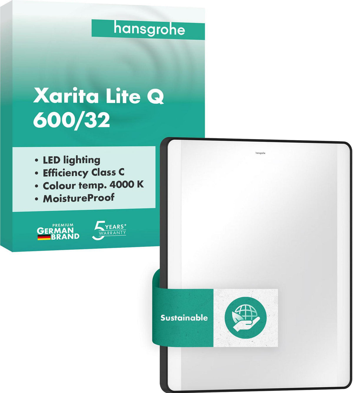 HANSGROHE Xarita Lite Q Wandspiegel 500 mm mit seitlicher LED-Beleuchtung, mattschwarz