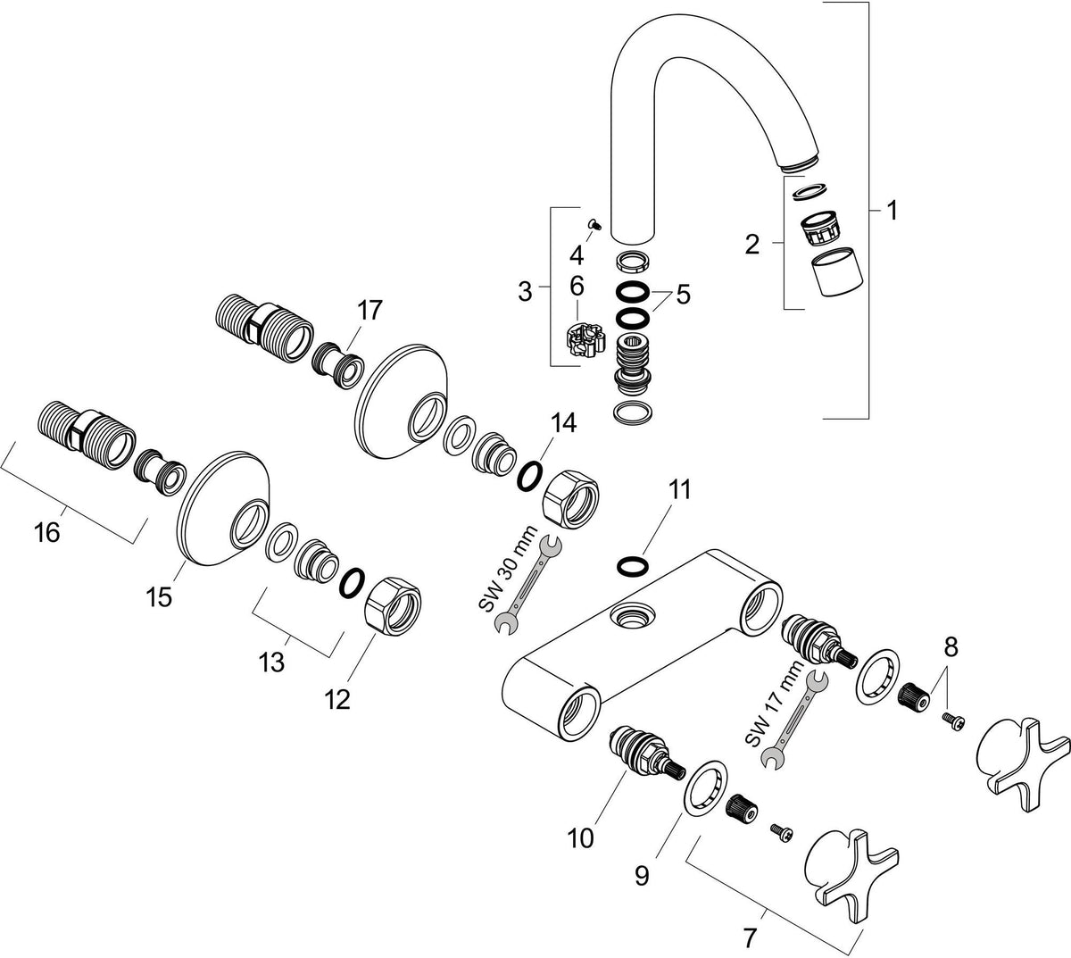 HANSGROHE Logis M32 Zweigriff-Küchenmischer Wandmontage Eco 1 Jet Chrom