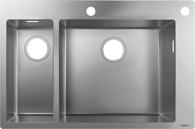 HANSGROHE Einbauspüle S71 180 x 450 Edelstahl – 2 Becken, flächenbündig