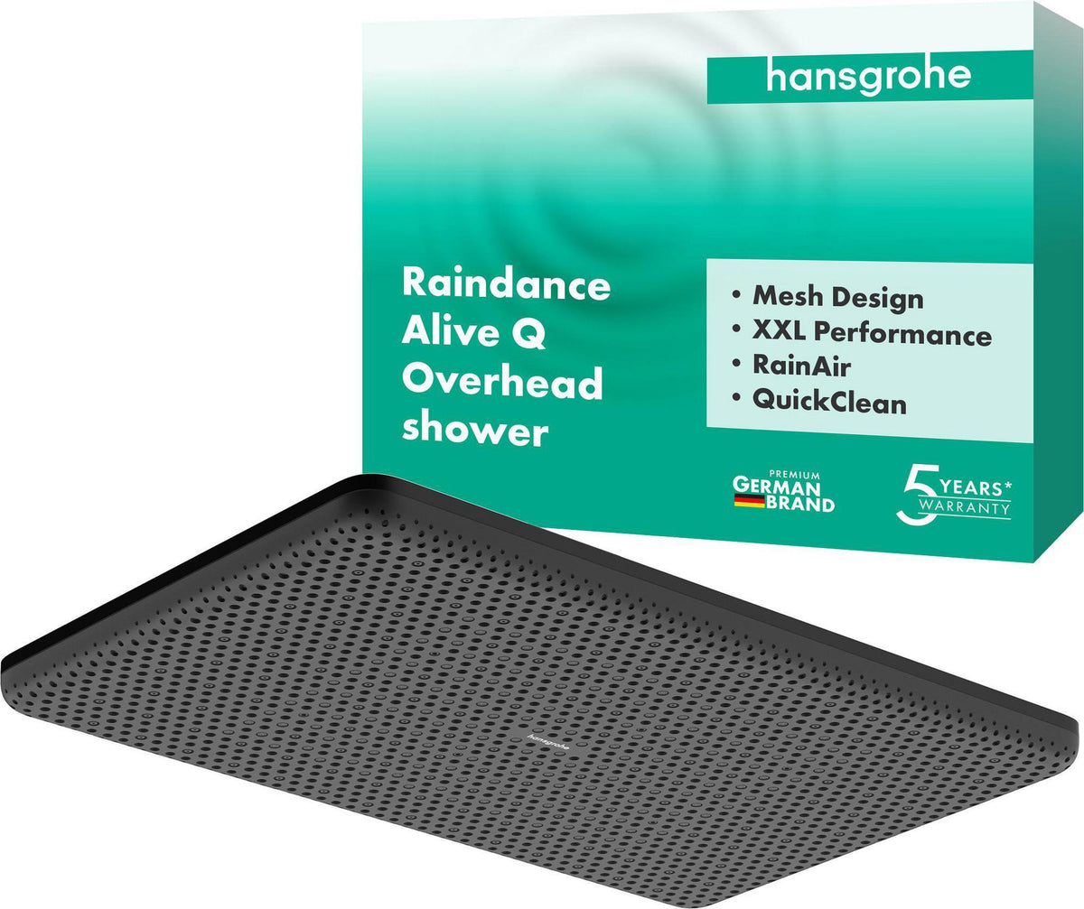 HANSGROHE Kopfbrause Raindance Alive Q 210/340 1jet – Rechteckig, RainAir & PowderRain, Schwarz