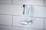 HANSGROHE AddStoris Glashalter Wandmontage Chrom – Mattglas Zahnputzbecher-Halter mit verdeckter Befestigung