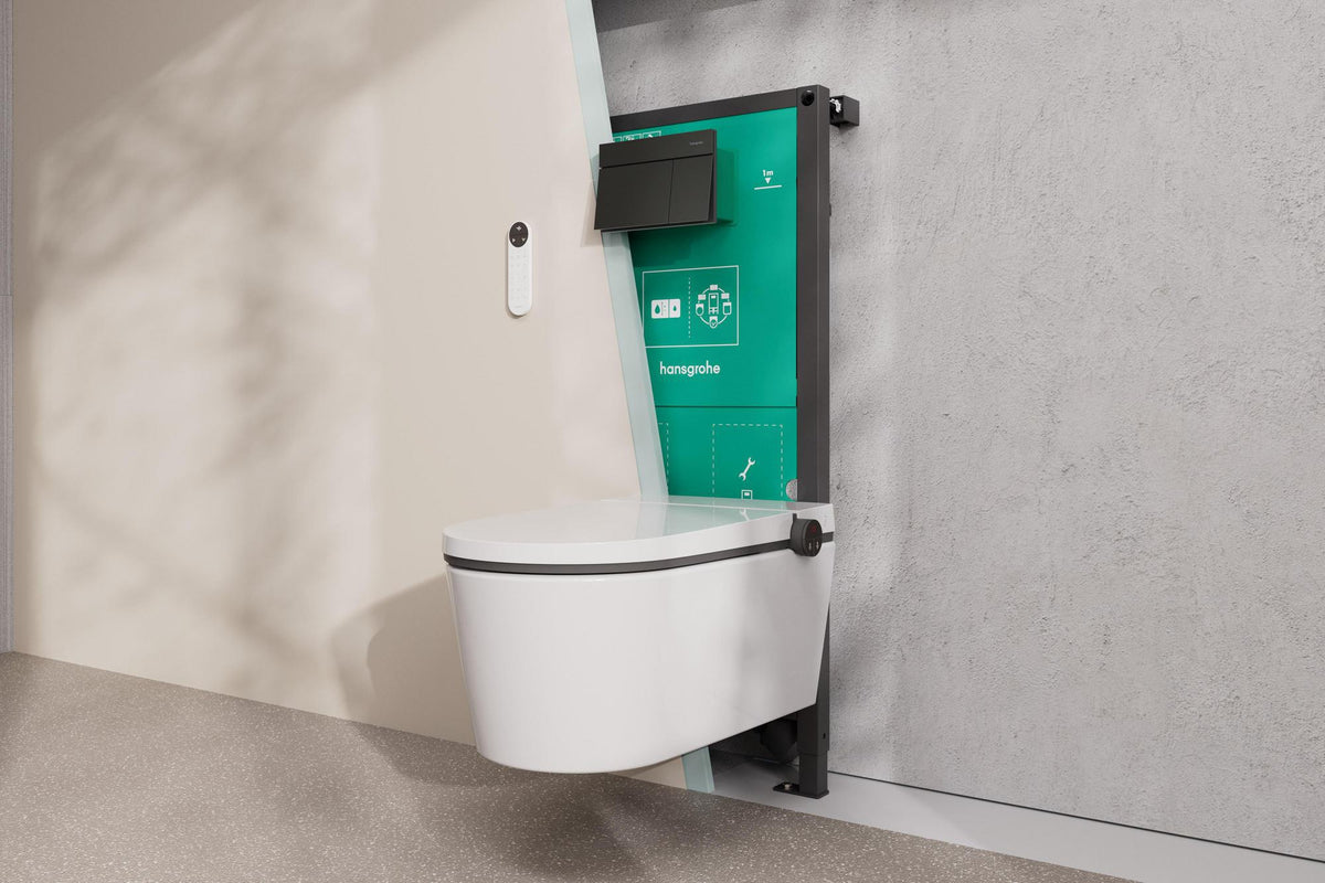 Hansgrohe iFrame Element E Betätigungsplatte mit 2-Mengen-Spülung, Metall, gebürstet