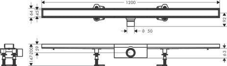 HANSGROHE RainDrain Compact Duschrinne 1200 mm Komplettset befliesbar