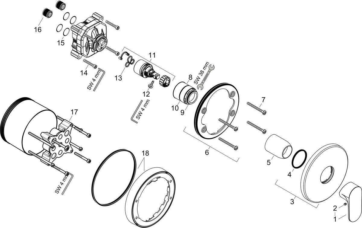 HANSGROHE Rebris S Fertigmontageset Brausemischer Unterputz chrom