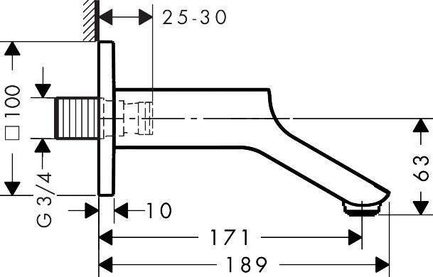 AXOR URQUIOLA Wanneneinlauf DN 20, 171 mm Ausladung, Chrom – Wandmontage