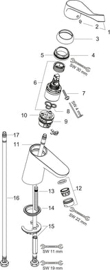 HANSGROHE Focus Care Einhebel-Waschtischmischer DN 15 CoolStart mit extra langem Griff, chrom