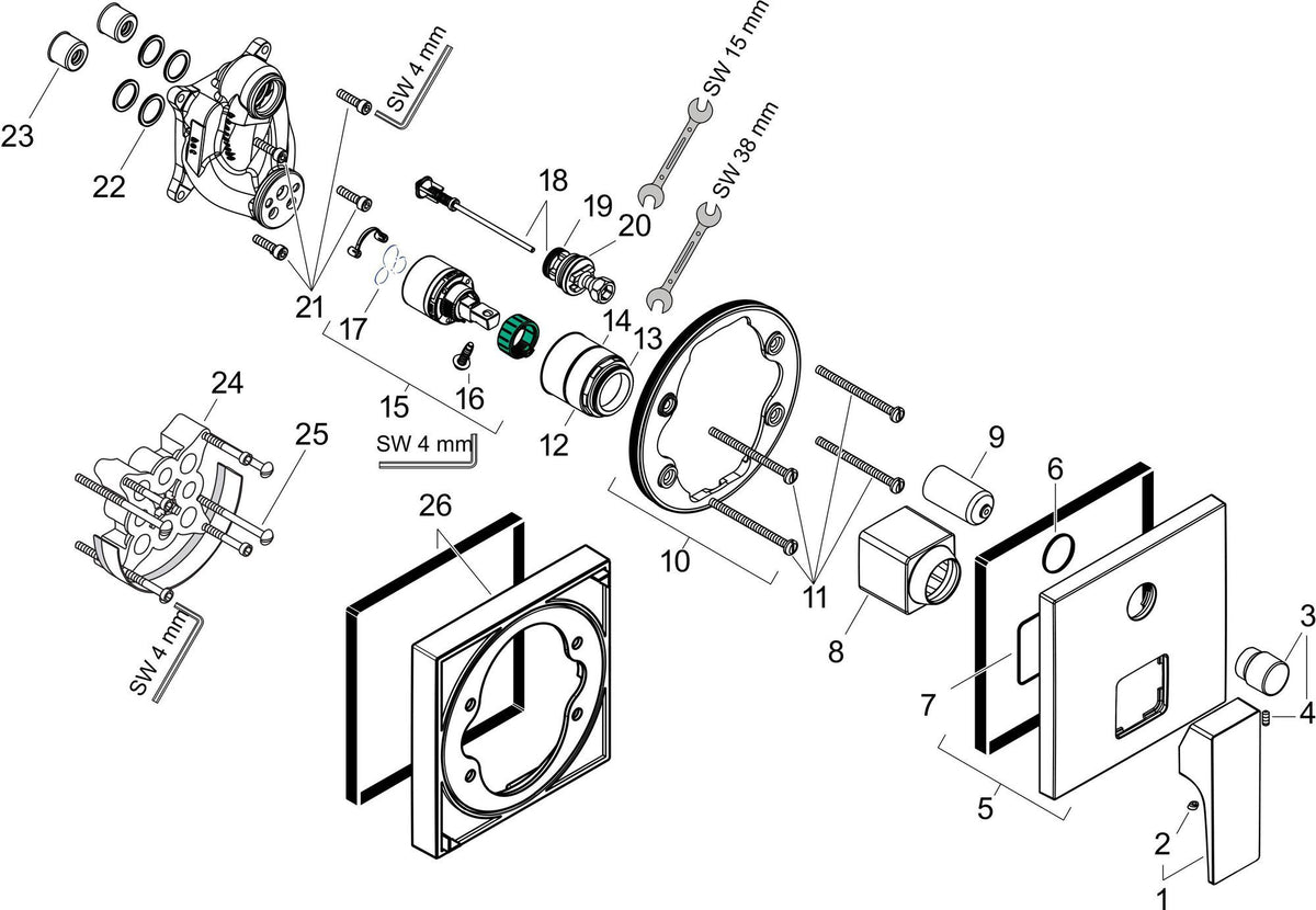 HANSGROHE Metropol Einhebel-Wannenmischer Fertigmontageset DN 15 Chrom