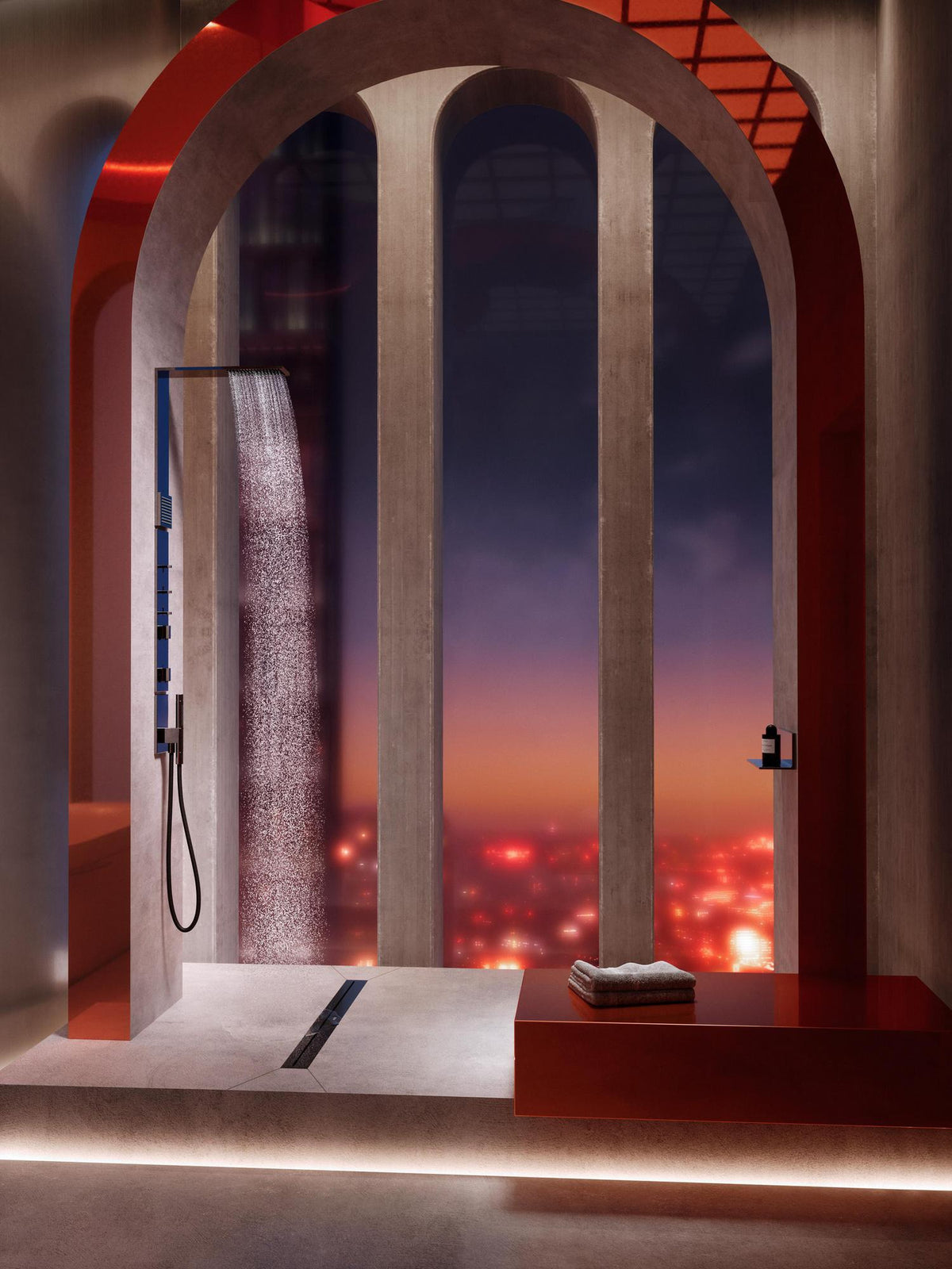 AXOR ShowerComposition Duschpaneel mit Thermostat, Kopf- und Schulterbrause Chrom