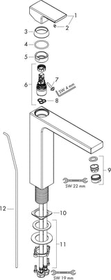 Hansgrohe VERNIS Shape 190 Einhebel-Waschtischmischer mit Zugstangen-Ablaufgarnitur, Chrom