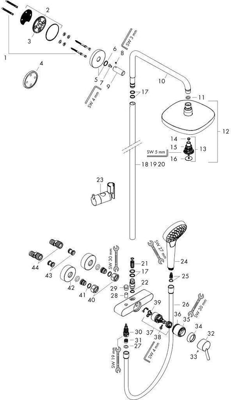 HANSGROHE Croma Select E 180 2jet Showerpipe mit Einhebelmischer, weiß/chrom – Duschsystem mit Kopf- und Handbrause
