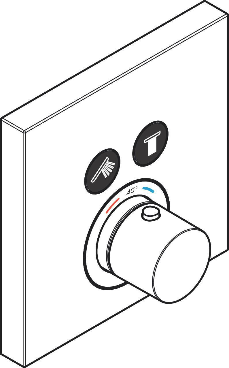 AXOR ShowerSelect Square UP Thermostat für 2 Verbraucher – Chrom, eckig, Select-Button