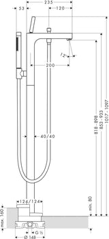 AXOR CITTERIO Fertigmontageset bodenstehend Wannenmischer DN 15 Chrom – Hansgrohe