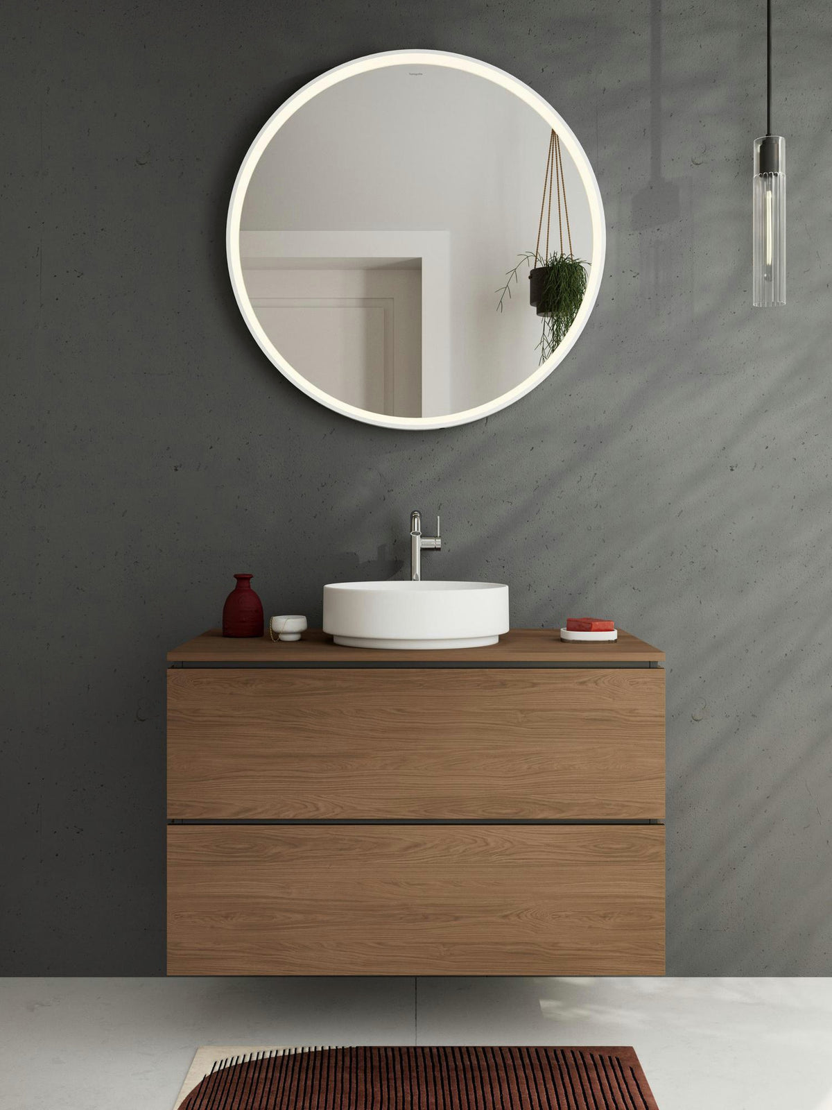 HANSGROHE Xarita S Wandspiegel 700x700 mm mattweiß mit LED-Beleuchtung und IR-Sensor