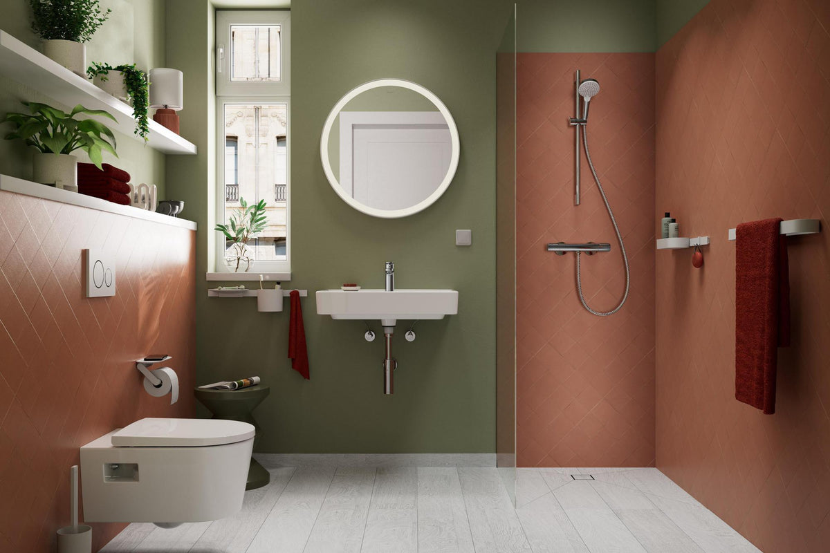 HANSGROHE WallStoris Handtuchhalter 581 mm mattschwarz – Wandmontage zum Kleben oder Bohren