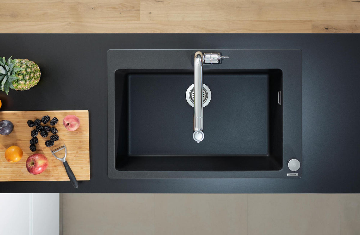 HANSGROHE Einbauspüle S51 660 SilicaTec Graphitschwarz 1 Becken 800 mm Unterschrank
