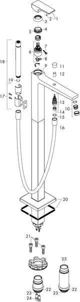 HANSGROHE Metropol Einhebel-Wannenmischer bodenstehend DN15 Chrom mit Stabhandbrause