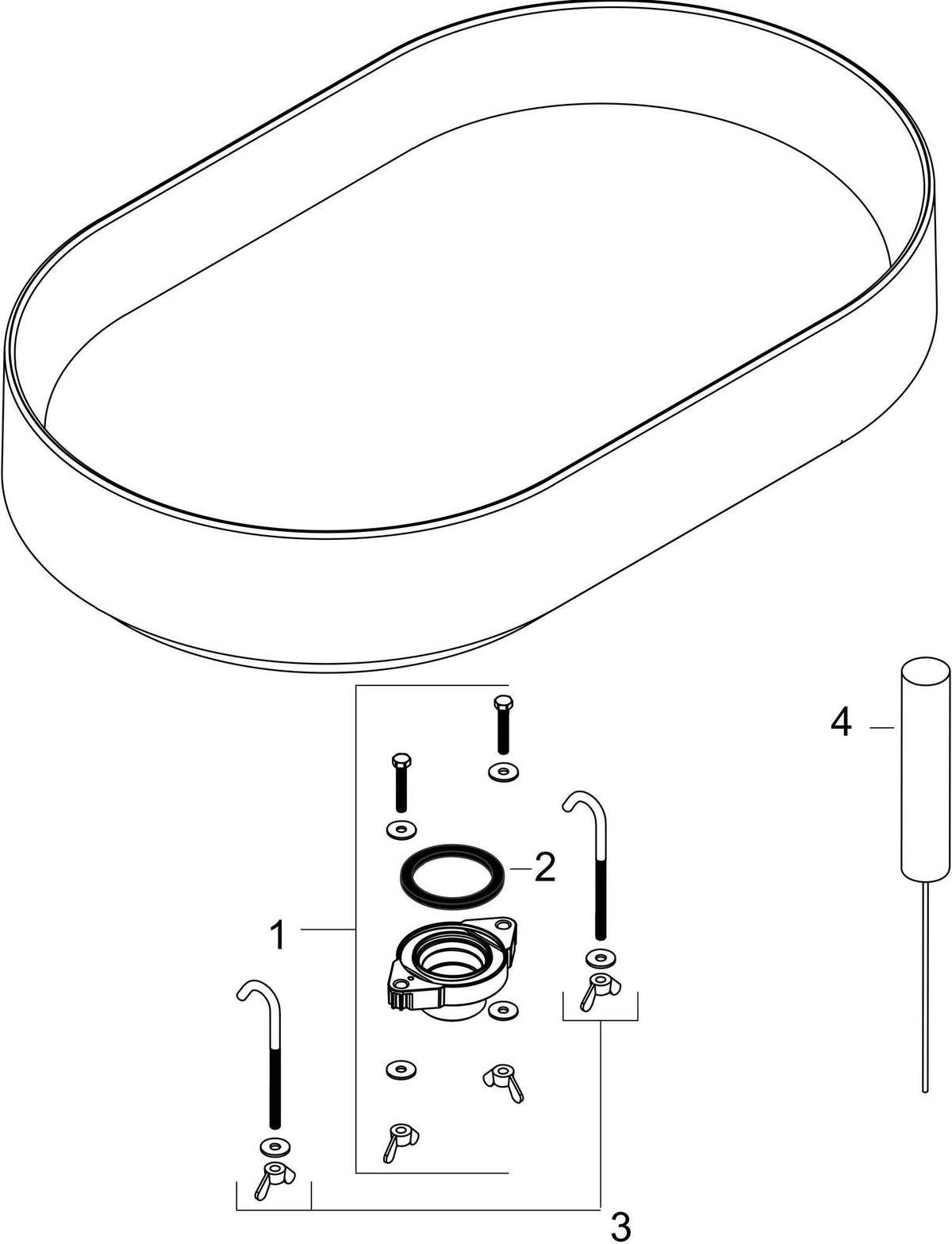 HANSGROHE Xuniva Evo U Aufsatzwaschtisch 650x400mm matt schwarz ohne Hahnloch