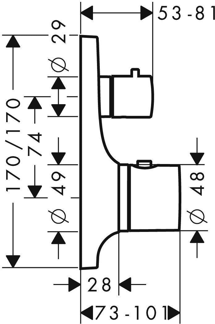 AXOR MASSAUD Unterputz-Thermostat mit Ab- und Umstellventil chrom – 2 Verbraucher, Sicherheitssperre 38 °C