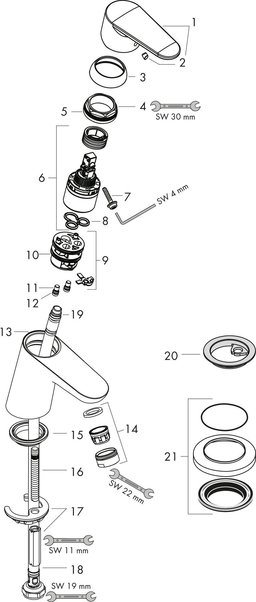 HANSGROHE Focus 70 Standventil DN 15 Chrom – Einhebelmischer für Kalt- oder vorgemischtes Wasser