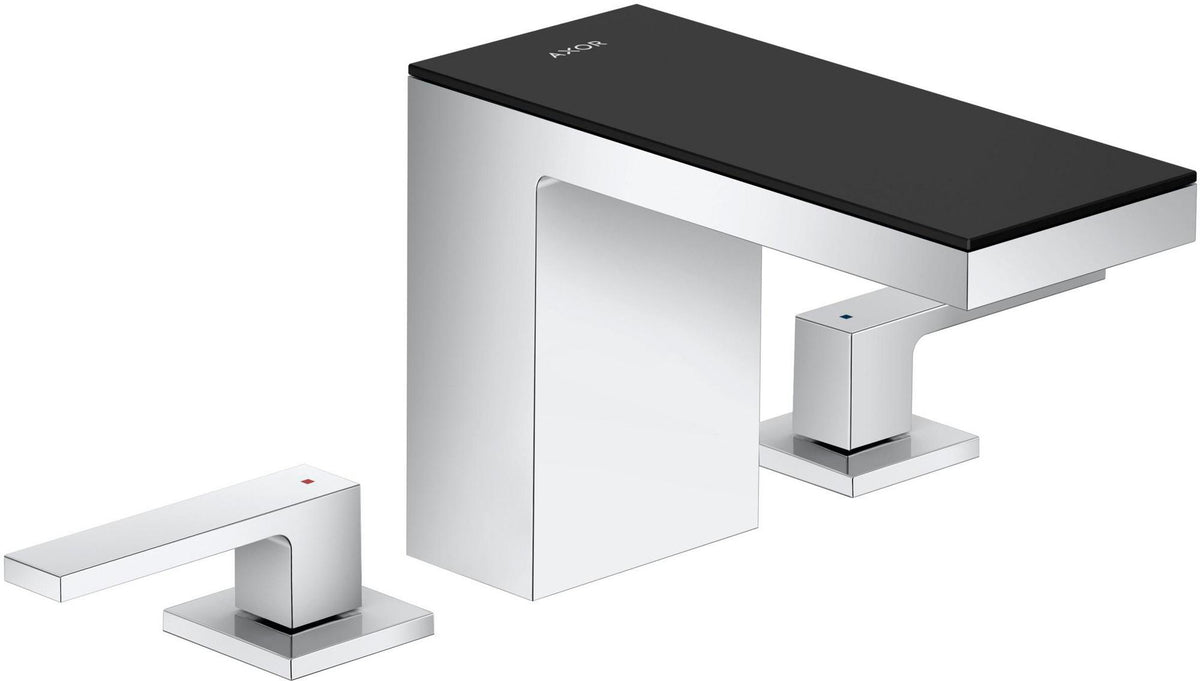AXOR MYEDITION 110 Einhebel-Waschtischmischer mit Platte und Push-Open Ablaufgarnitur in Chrom / Spiegelglas