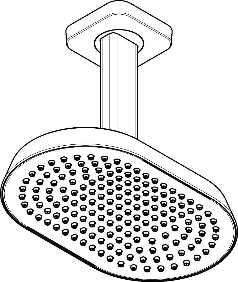 AXOR ShowerSphere 1jet Kopfbrause 250 x 160 mm mit Deckenanschluss für Deckenmontage