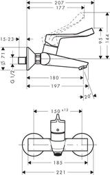 HANSGROHE Focus Care Einhebel-Waschtischmischer DN 15, extra langer Comfortgriff, chrom