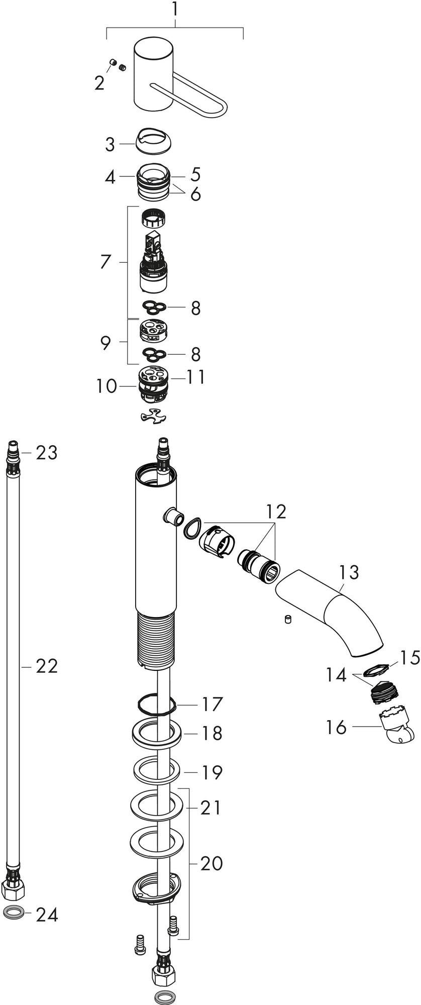 AXOR Uno 70 Waschtisch-Einhandhebelmischer mit Bügelgriff von Hansgrohe – chrom, ComfortZone 70, 5 l/min
