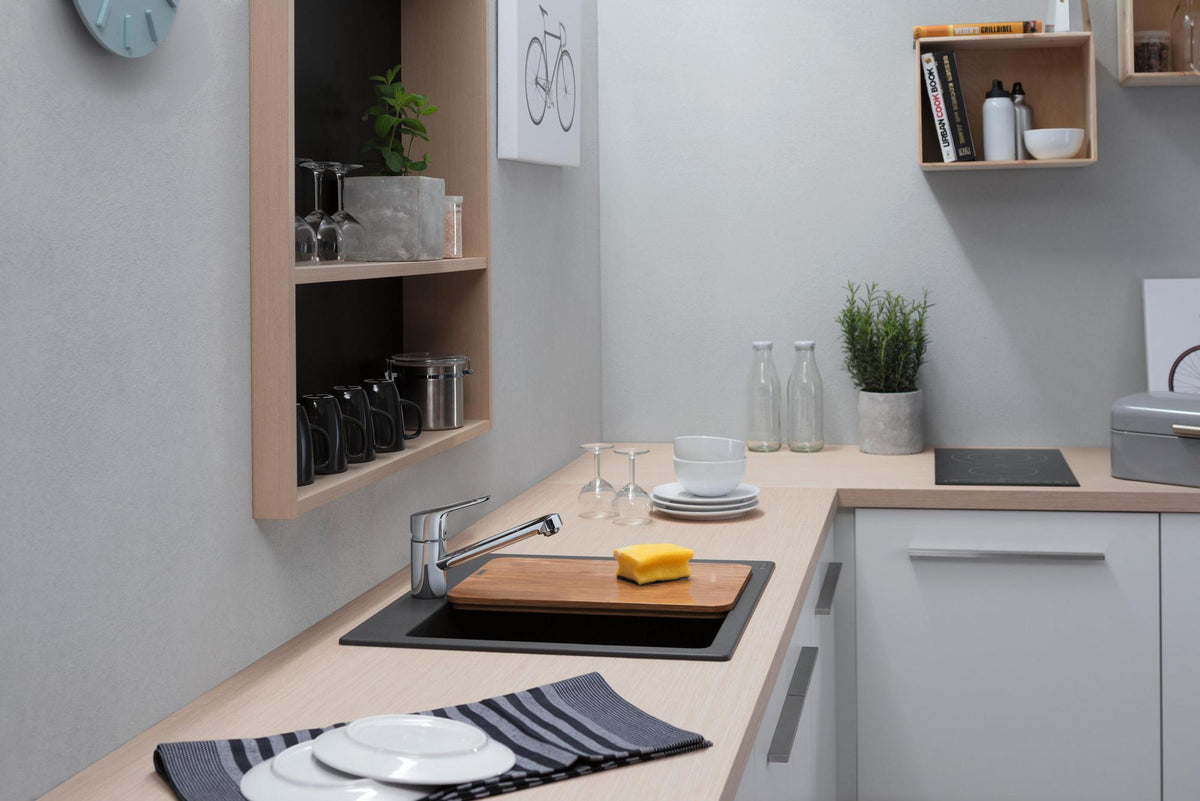 HANSGROHE Einbauspüle S51 450 SilicaTec graphitschwarz 1 Becken 60 cm Unterschrank