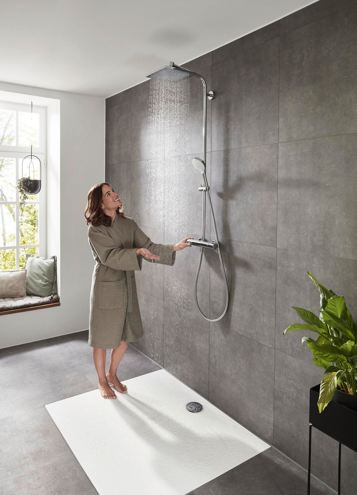 HANSGROHE Showerpipe CROMETTA E 240 Chrom mit Thermostat Ecostat 1001 CL – Duschsystem