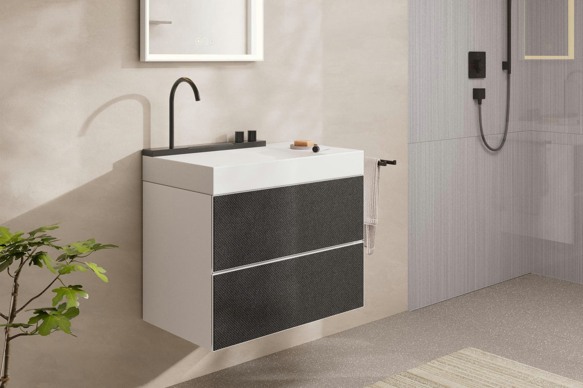 HANSGROHE Avalegra Waschtisch 78 cm mit AquaUnit Armatur – Matt Schwarz, SolidSurface