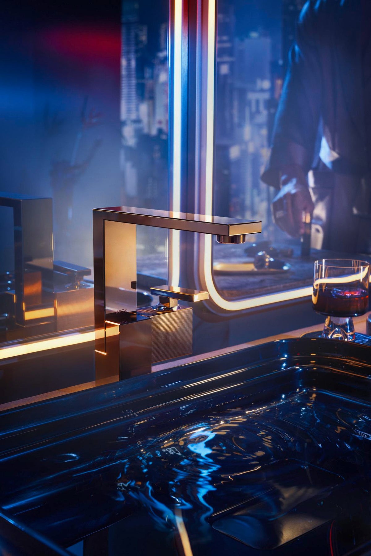 AXOR Edge Waschtischmischer 190 Diamantschliff chrom von Hansgrohe – Einhebelmischer mit Push-Open