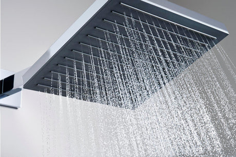 HANSGROHE Pulsify E 260 Kopfbrause 1 Strahlart PowderRain chrom – 260 x 260 mm, Fast Drain, für Wand- und Deckenmontage
