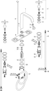 AXOR CITTERIO E 3-Loch-Waschtischarmatur DN 15 mit Platte und Zugstangen-Ablaufgarnitur, Chrom