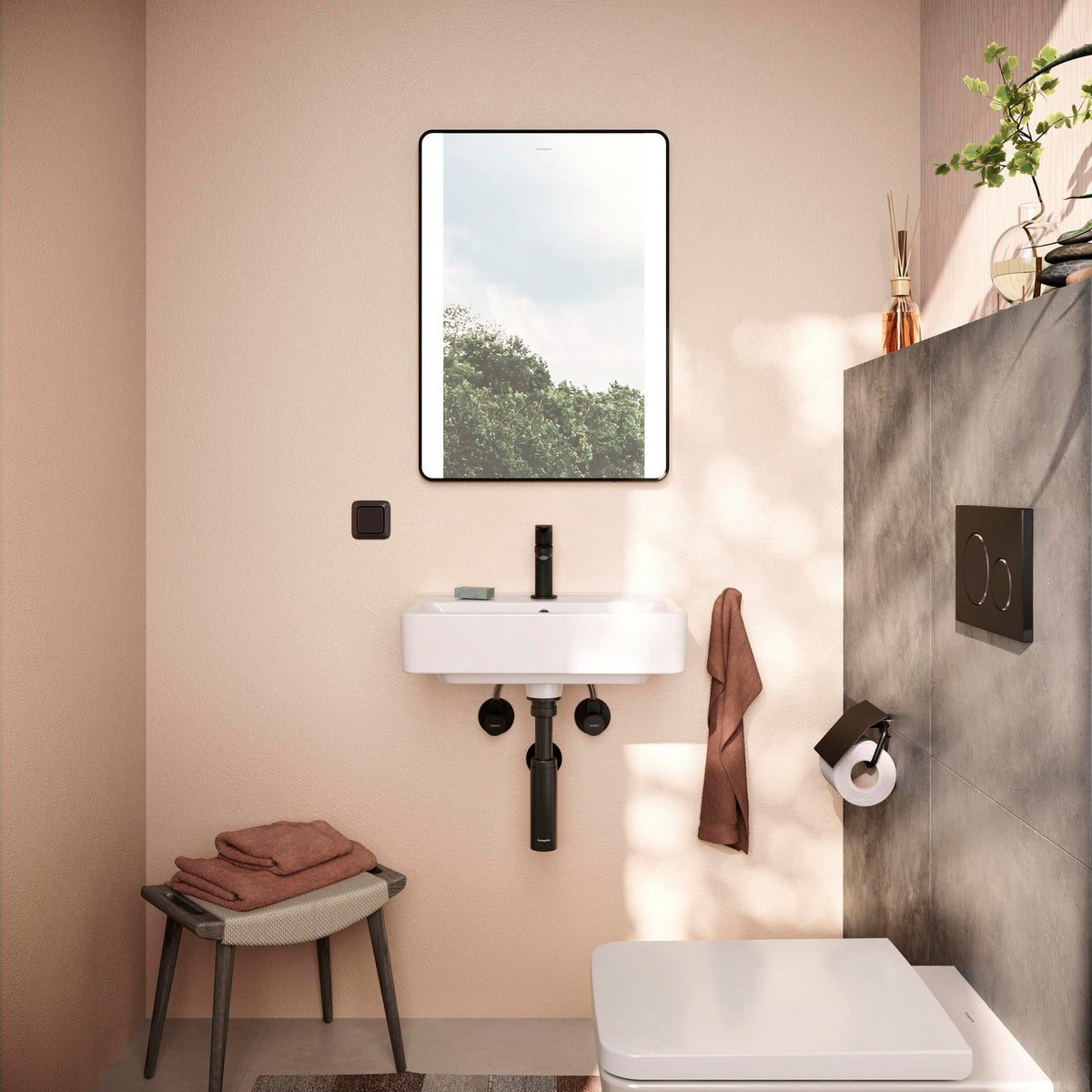 HANSGROHE Xarita Lite Q Wandspiegel 500 mm mit seitlicher LED-Beleuchtung, mattschwarz
