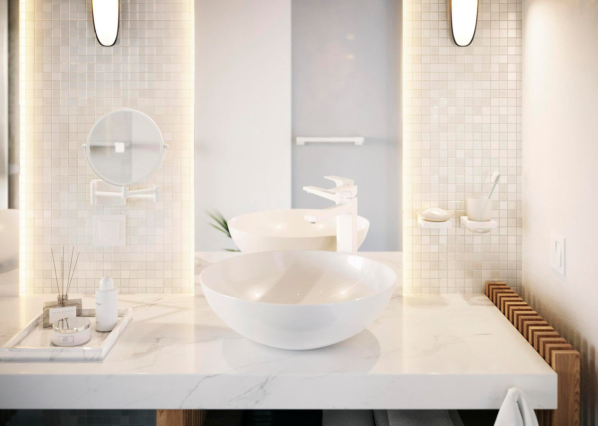 HANSGROHE AddStoris Glashalter Wandmontage Chrom – Mattglas Zahnputzbecher-Halter mit verdeckter Befestigung